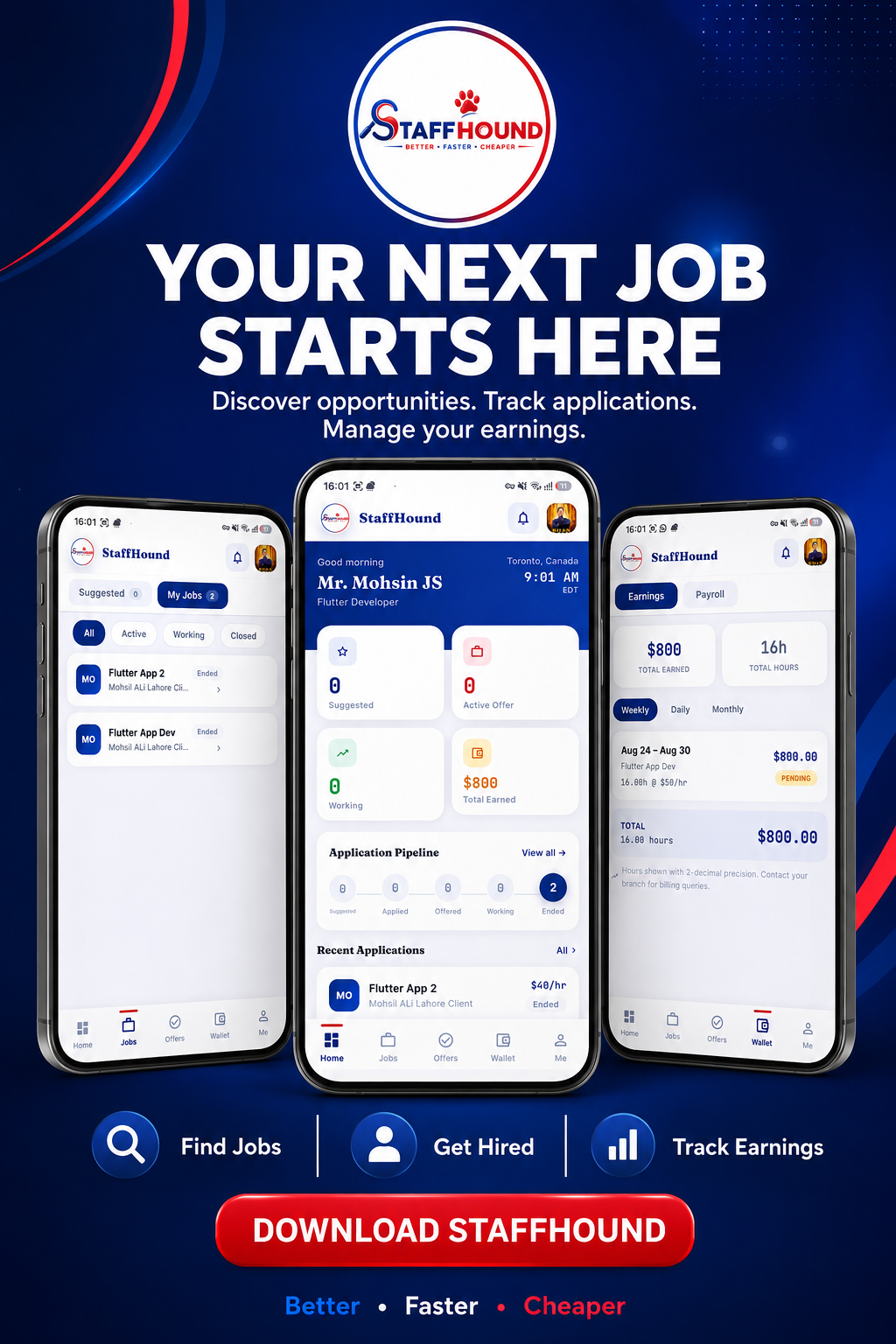 Staff Hound Job Seekers app screenshot