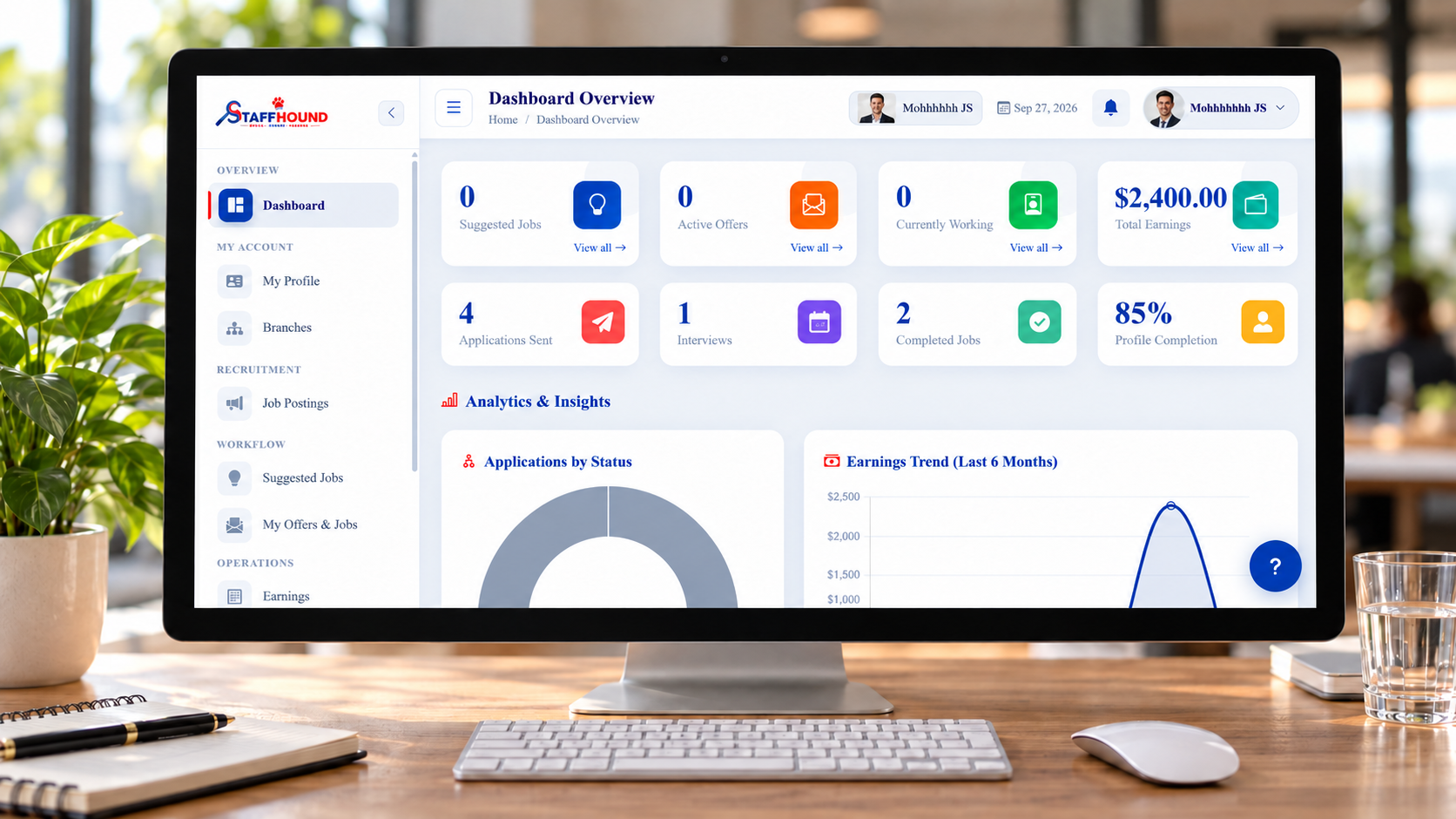 Staff Hound job seeker dashboard